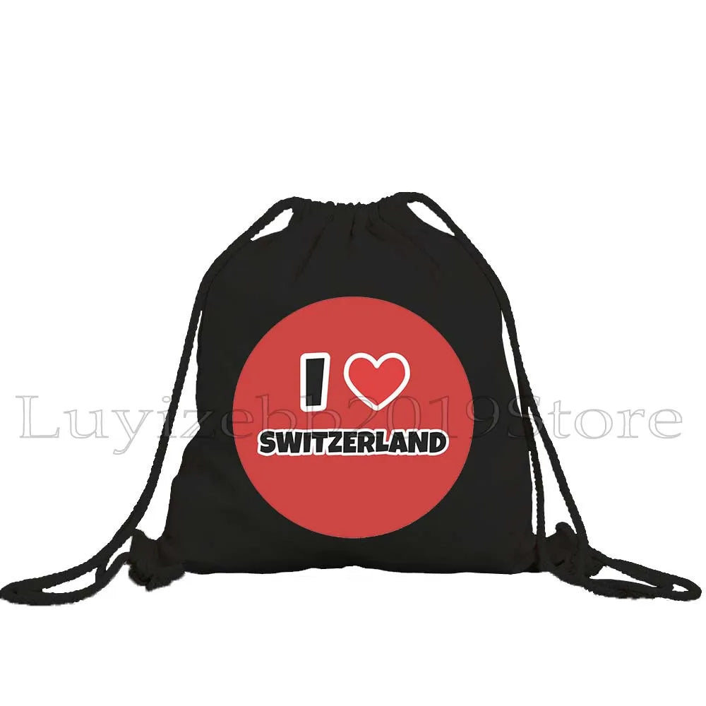 Zurich Switzerland Map Flag Swiss Girl Drawstring Bag - GilloServ