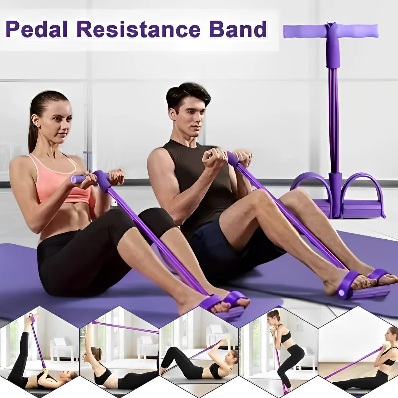 Four-Tube Pedal Tensioner Multi-Functional Household Fitness Equipment/ /Yoga Abdominal Strengthening Elastic Band Tension Rope - GilloServ