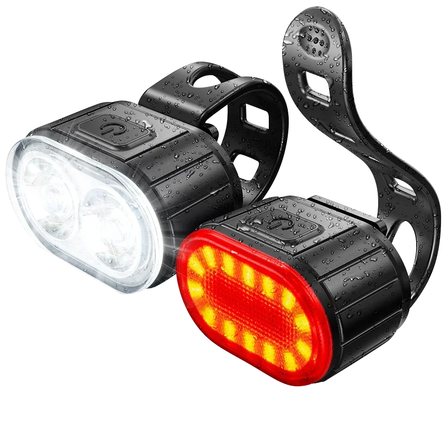 Front Rear Bike Lights Rechargeable Bicycle Cycling USB Flashlight - GilloServ