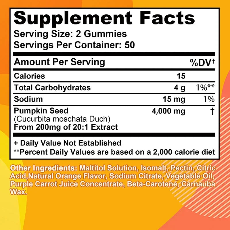 Pumpkin Seed Oil Gummies - Supports Prostate Health and Hair Growth, Enhances Brain Function, Relieves Fatigue - GilloServ