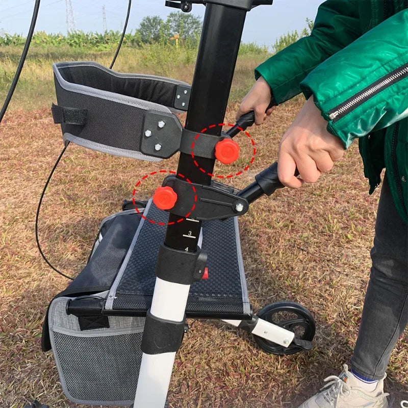 Upright Walker for Seniors,  Stand up Folding Rollator Adjustable Arm Supports, - GilloServ