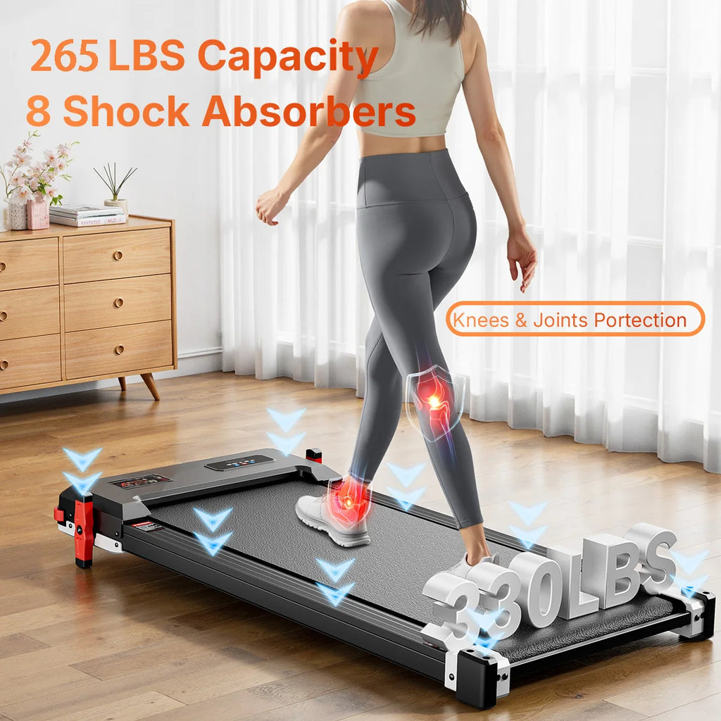 Under Desk Treadmill, Incline Walking Pad Treadmill 330lbs Capacity, 2.5HP Portable Treadmills for Home - GilloServ