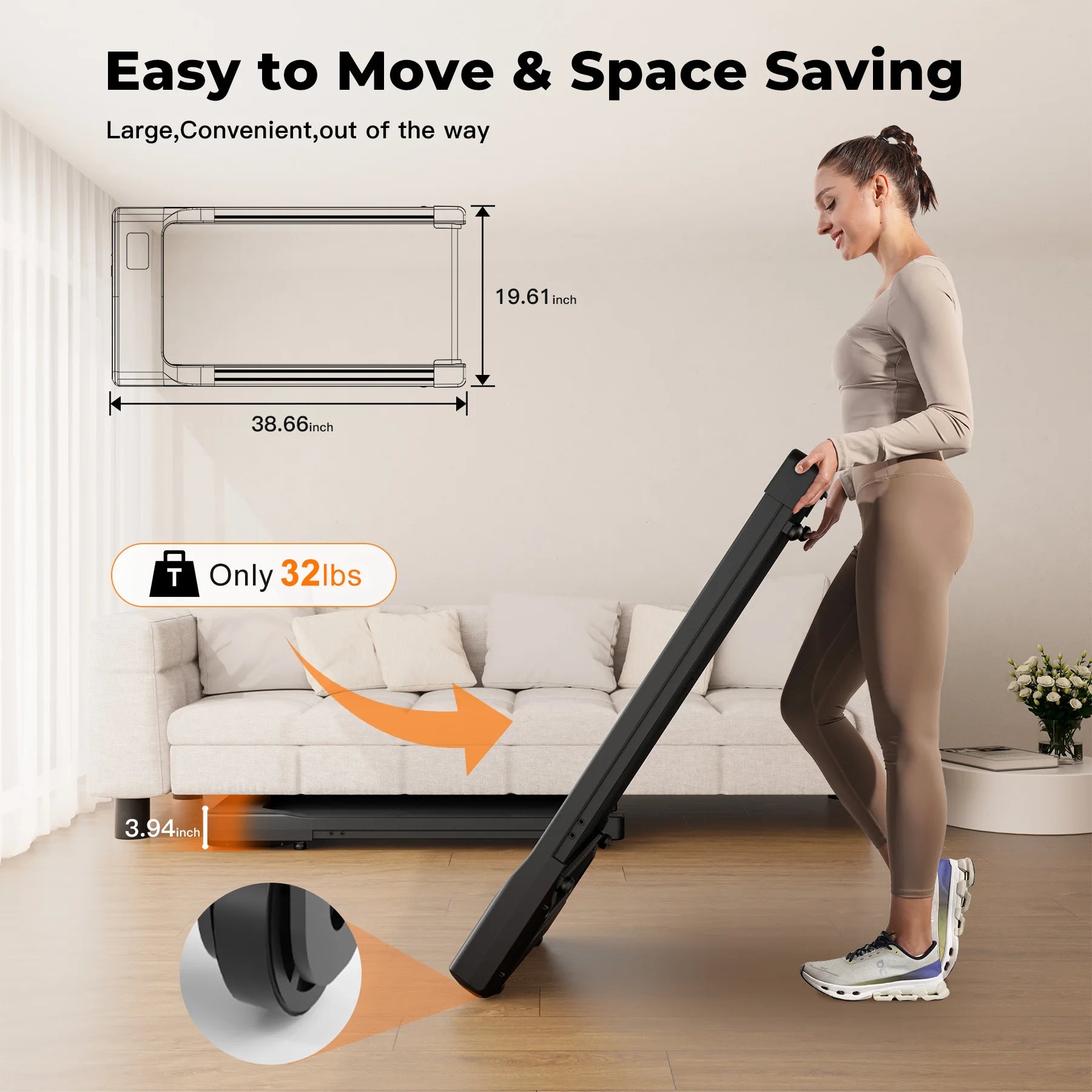 Walking Pad Under Desk Treadmill 2 in 1 Portable Treadmill with Remote Control LED Display 2.5HP Walkingpad for Home&Office - GilloServ