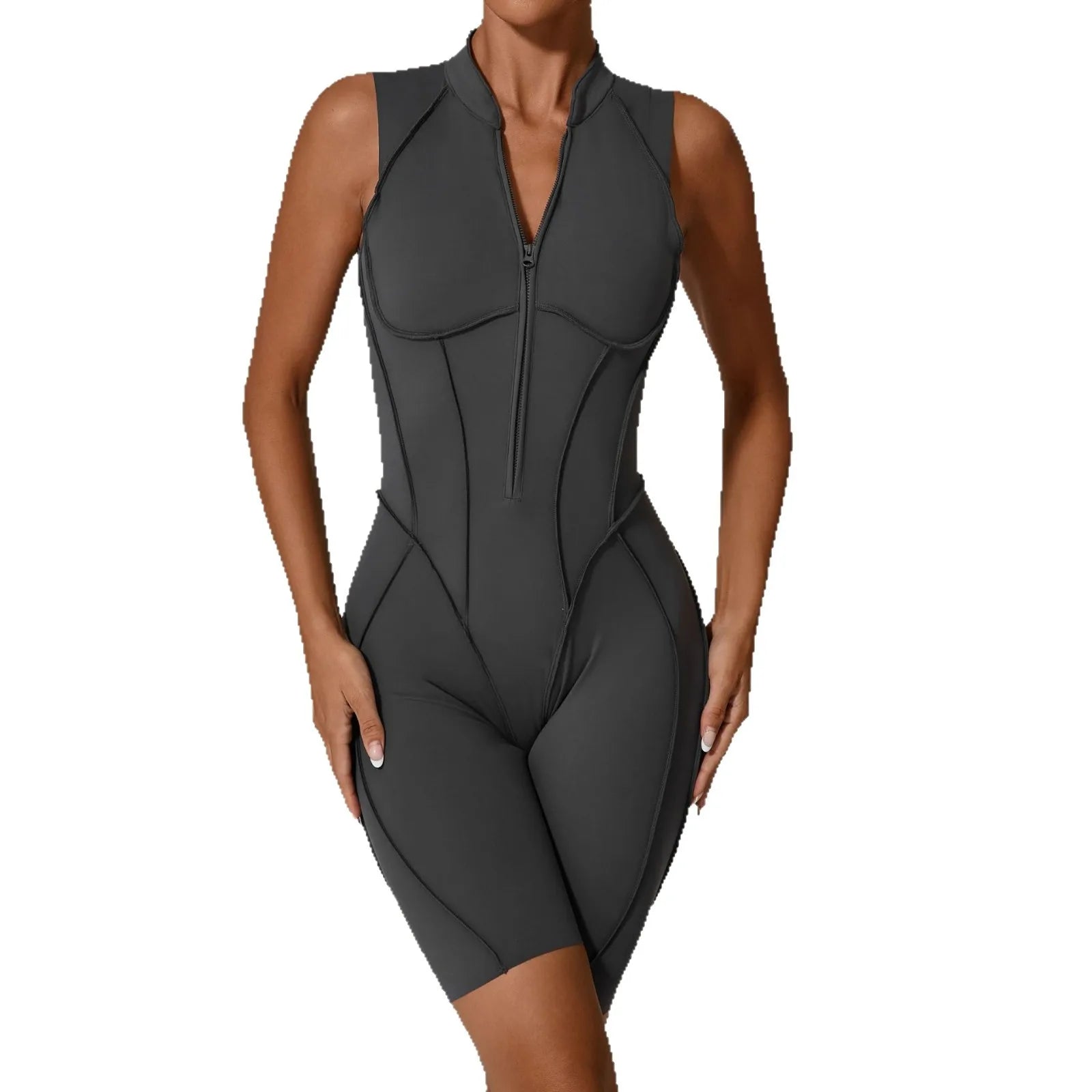 2025 New Women's Jumpsuit Hollow Back Zipper Yoga Suit - Sports Running Gym Workout Bodysuit Tracksuit Athletic Wear S-L - GilloServ