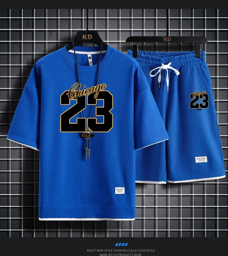 High Quality Men's Comfortable  //Summer  Fashion Print Sports Suit Fitness Jogging Daily Casual Wear Beach Shorts Set - GilloServ