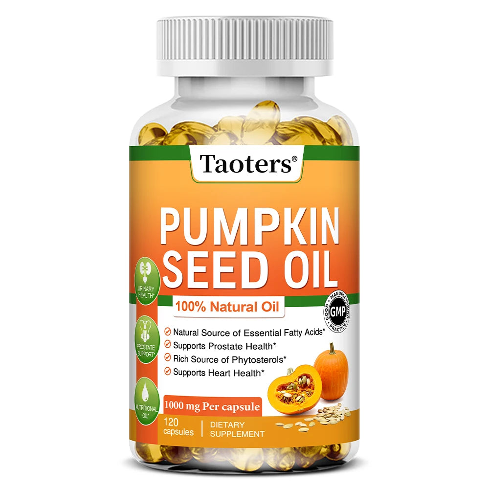 Pumpkin Seed Oil - Supports Prostate Health and Hair Growth, Enhances Brain Function, Urinary Tract Support - 120 Capsules - GilloServ