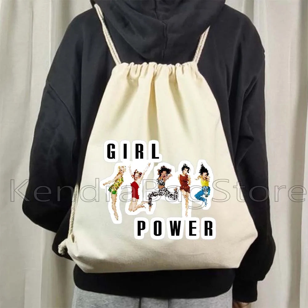 Fashion Spice Girls Print Canvas Drawstring Bags Soccer Backpack Gym - GilloServ