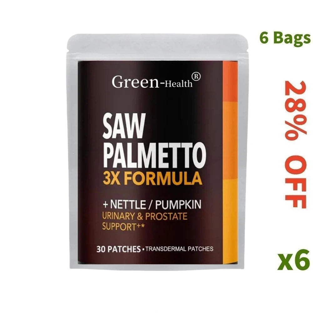 Saw PalmettoTransdermal Patches Stinging Nettle Pumpkin Seed Extract Urinary Health Prostate Support for Men's Health 30 Patches - GilloServ