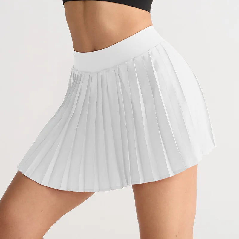 1pcs Women's Pleated Sports Skirts Gym Workout Sports Fitness High Waist Skirts Sexy Pocket Tennis Skirts Golf Running Pantskirt - GilloServ