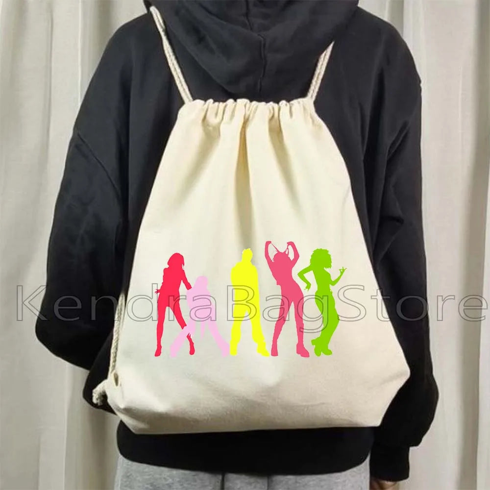 Fashion Spice Girls Print Canvas Drawstring Bags Soccer Backpack Gym - GilloServ
