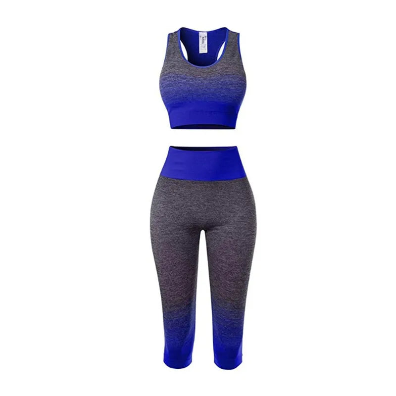 Women Yoga Sets Bra + 3/4 Pants Sport Suit For Female Fitness - GilloServ