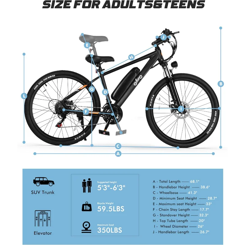 Racer Electric Bike for Adults - 21-Speed Mountain Lightweight - GilloServ