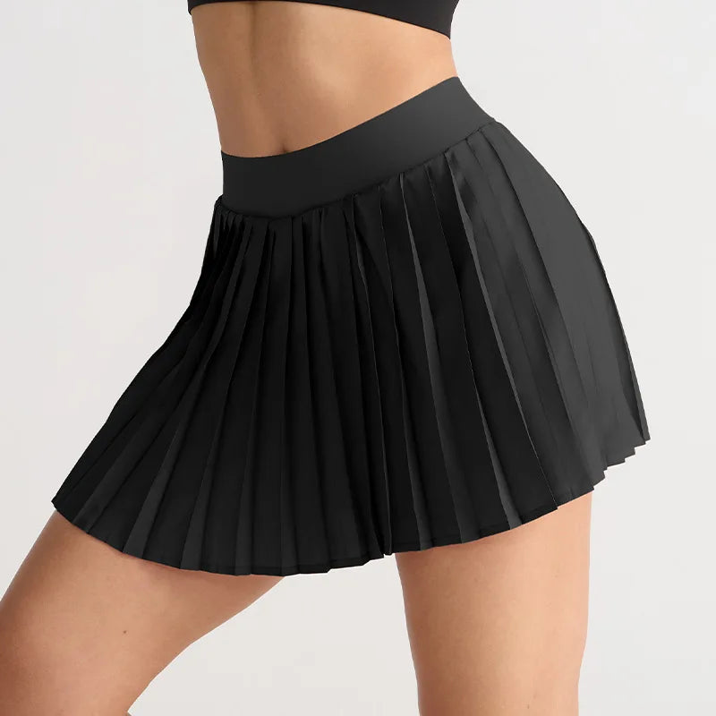 1pcs Women's Pleated Sports Skirts Gym Workout Sports Fitness High Waist Skirts Sexy Pocket Tennis Skirts Golf Running Pantskirt - GilloServ