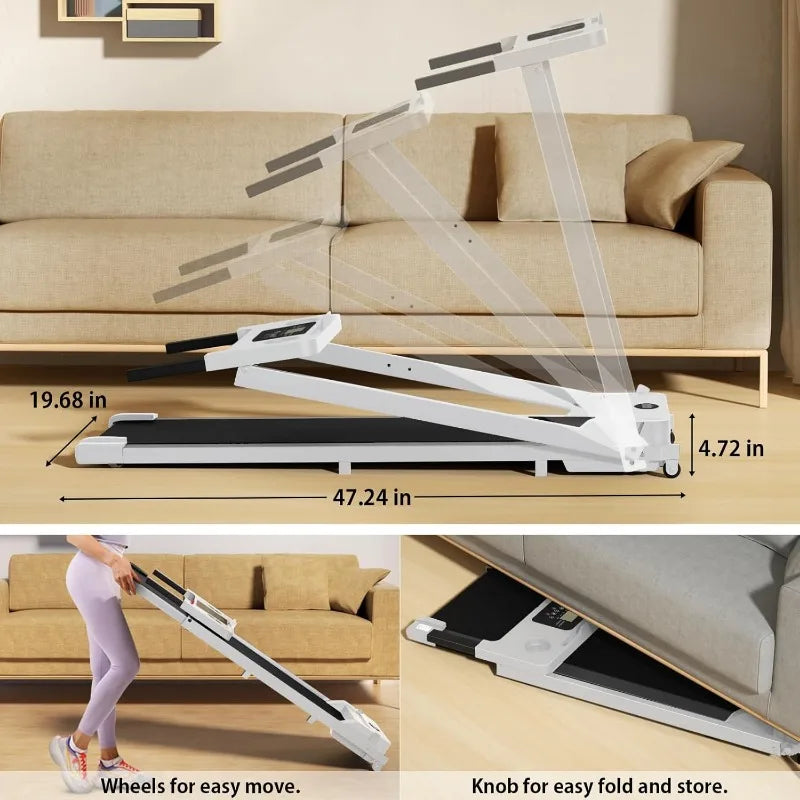 3.0 HP Foldable Portable Folding Small Treadmills for Home Office with 300 LBS Capacity, Walking Running Exercise - GilloServ
