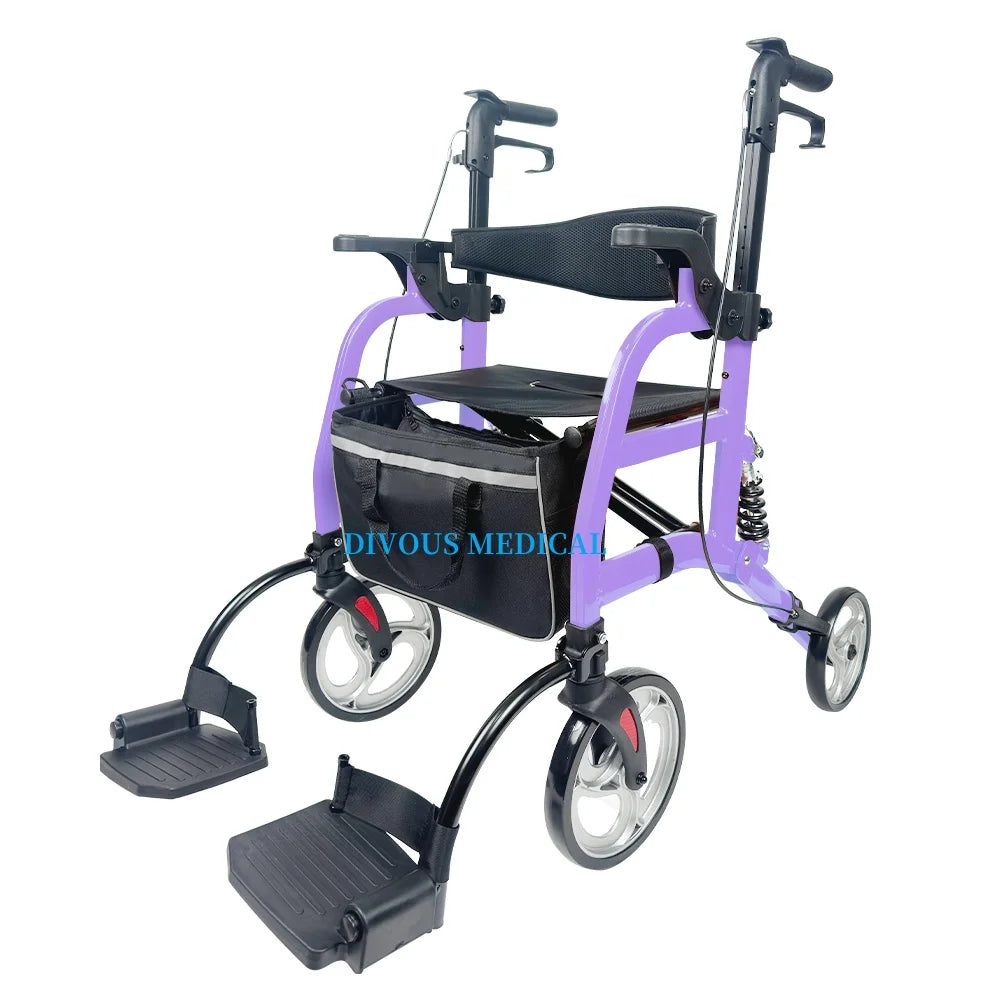 Four-legged Walking Assist Rollator Walker, Aluminum Alloy Training Mobility Aid, Small Walkers - GilloServ