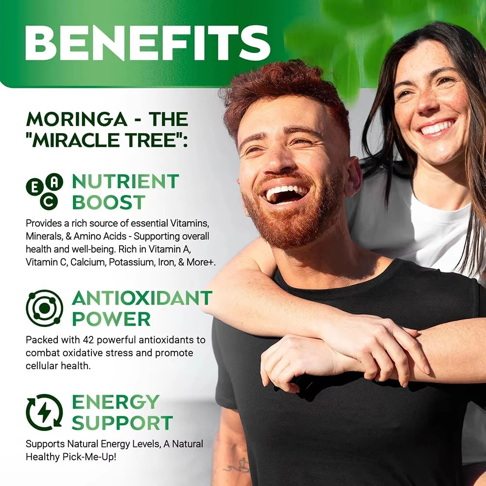 Moringa Capsules Supplement Support Sleep Well, Energy, Joints, Immune & Gut Health, Rich in Antioxidants, Vitamins & Amino Acid - GilloServ