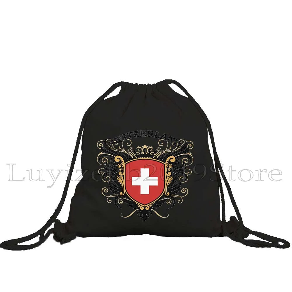Zurich Switzerland Map Flag Swiss Girl Drawstring Bag - GilloServ