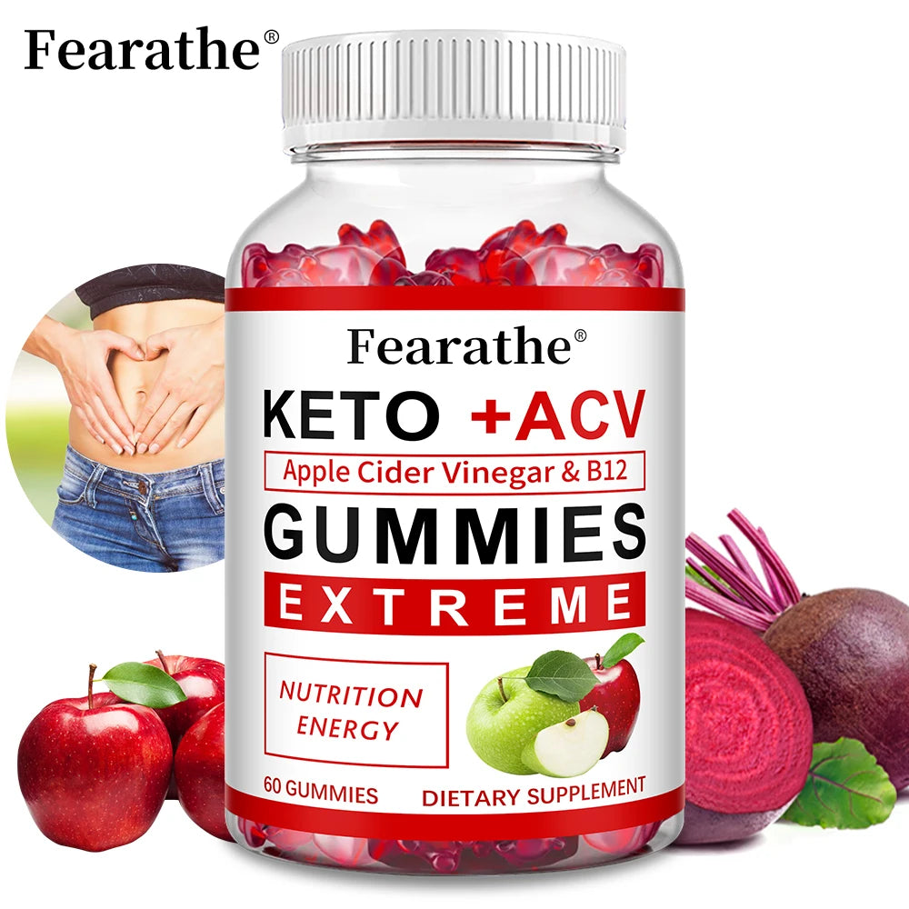 Fearathe Slimming Keto Apple Cider Vinegar Gummies Supplement Weight Loss, Reduces Anxiety & Stress Boost Immune System - GilloServ