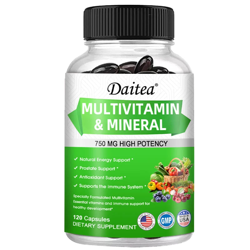 Multivitamin Capsules with Mineral Supplement To Provide Energy, Prostate, Skin and Eye Health Immune Support for Women and Men - GilloServ