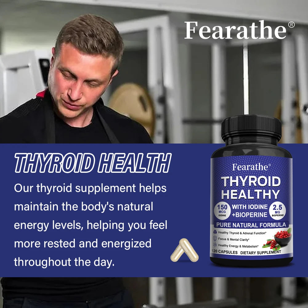 Fearathe Thyroid Support Complex Supplement - Energy, Focus, Boosts Brain Function and Metabolism, Concentration, Vitamin B12 - GilloServ