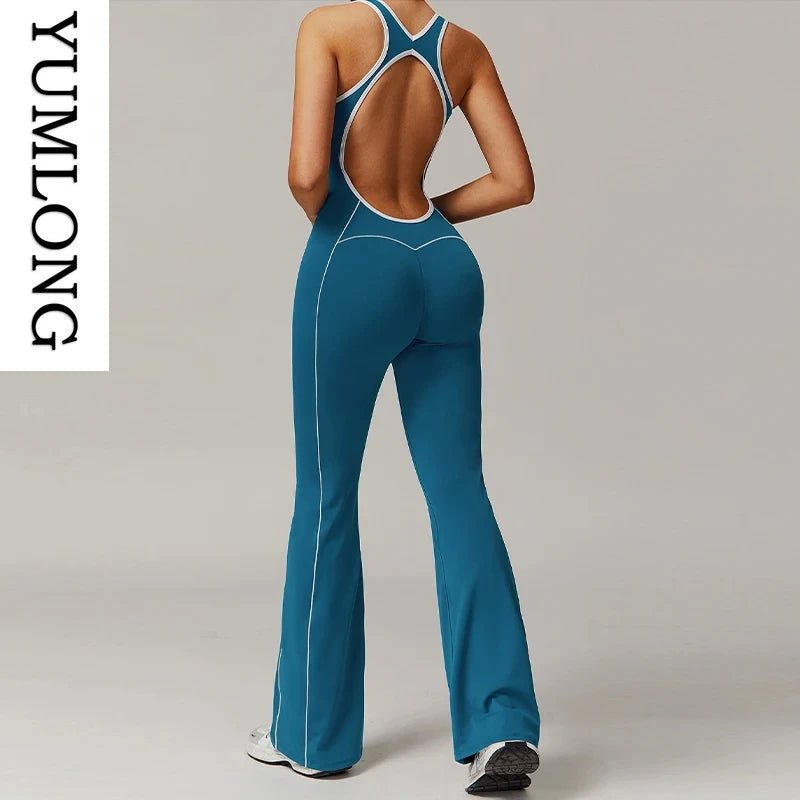 Women Backless Yoga Jumpsuit Sleeveless - GilloServ