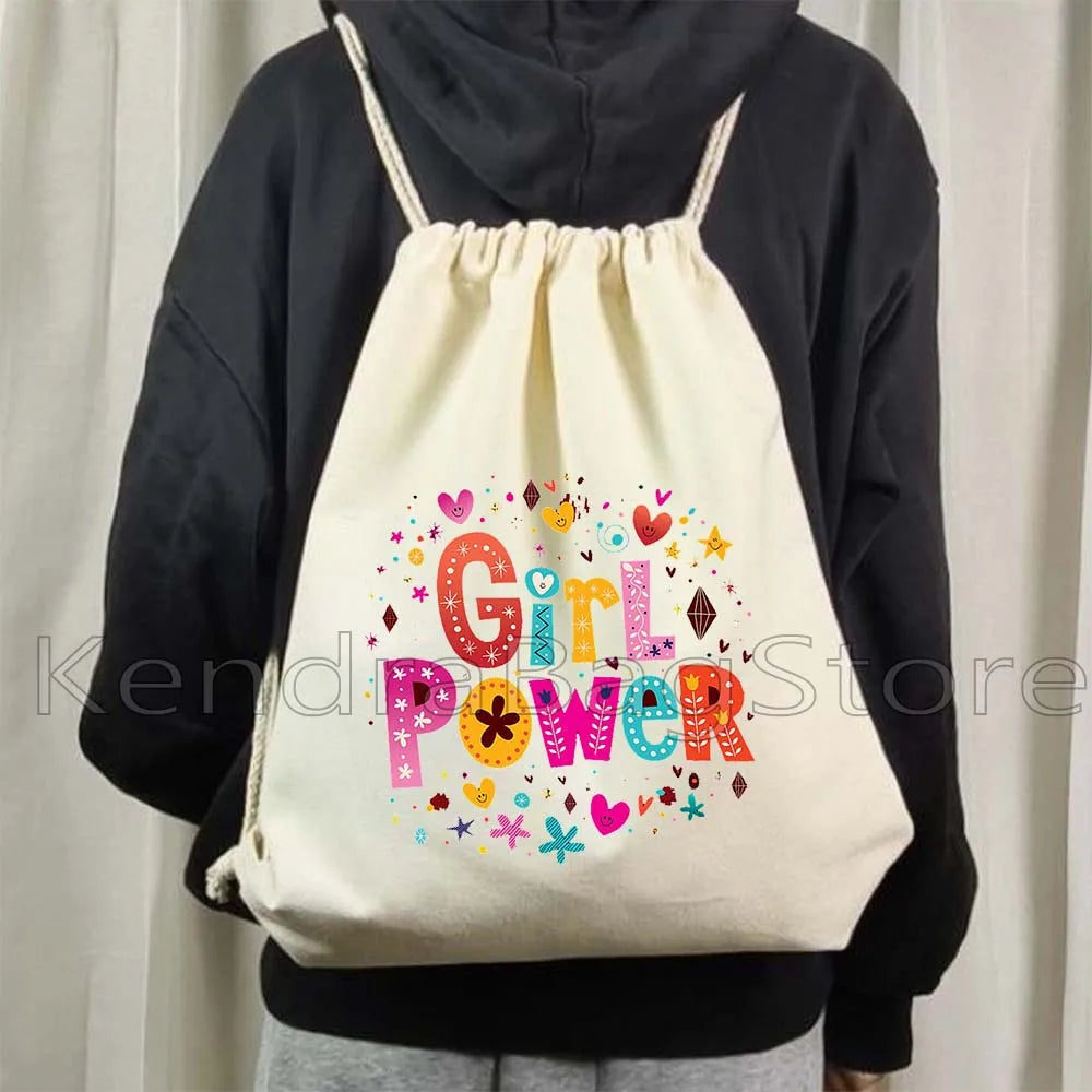 Fashion Spice Girls Print Canvas Drawstring Bags Soccer Backpack Gym - GilloServ