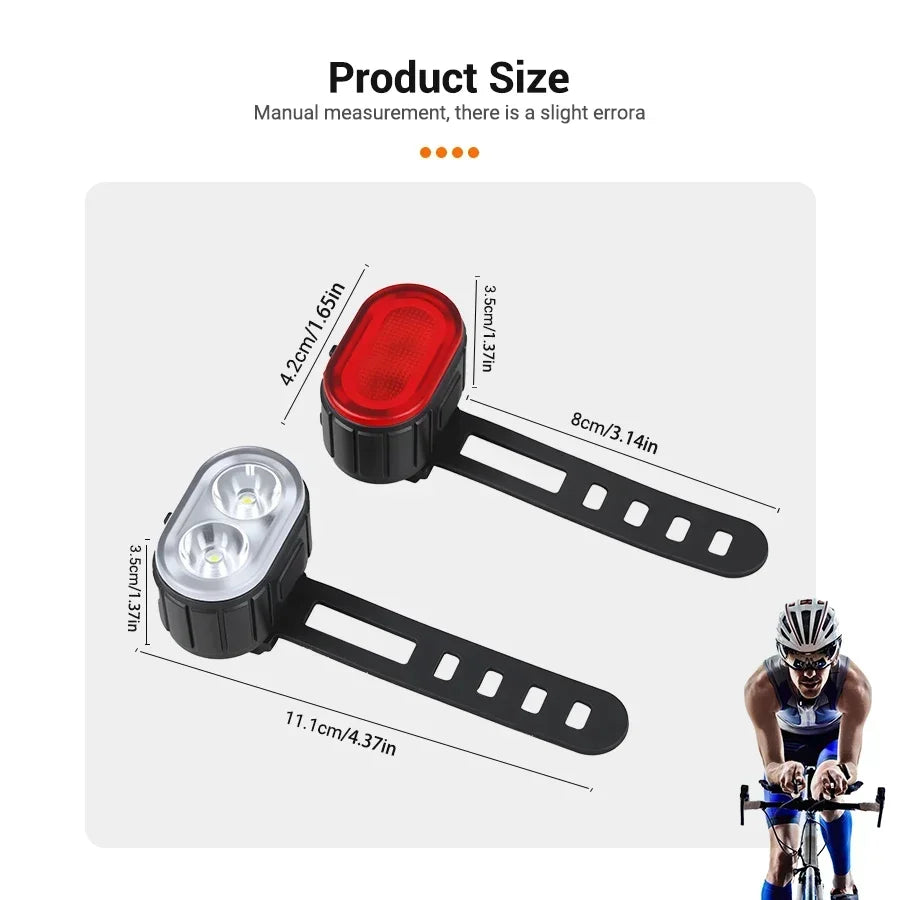 Front Rear Bike Lights Rechargeable Bicycle Cycling USB Flashlight - GilloServ