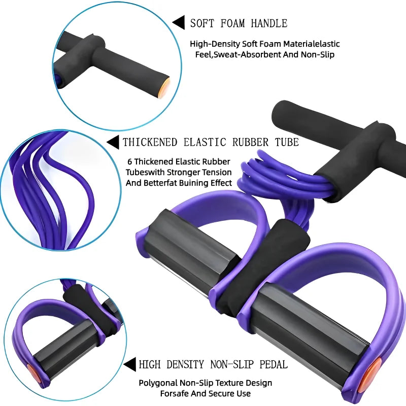 Four-Tube Pedal Tensioner Multi-Functional Household Fitness Equipment/ /Yoga Abdominal Strengthening Elastic Band Tension Rope - GilloServ