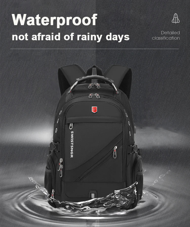 Waterproof 15.6/17.3 Inch Laptop Backpack Men USB Charging Swiss Backpack Travel Women Rucksack Male Vintage School Bag Mochila - GilloServ