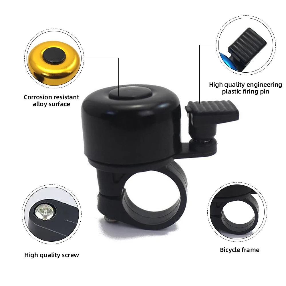 Universal Bike Bell Aluminum Alloy Mountain Road Bike Horn Alarm for Safety Cycling Bicycle Handlebar Bell Accessory Easy to Use - GilloServ