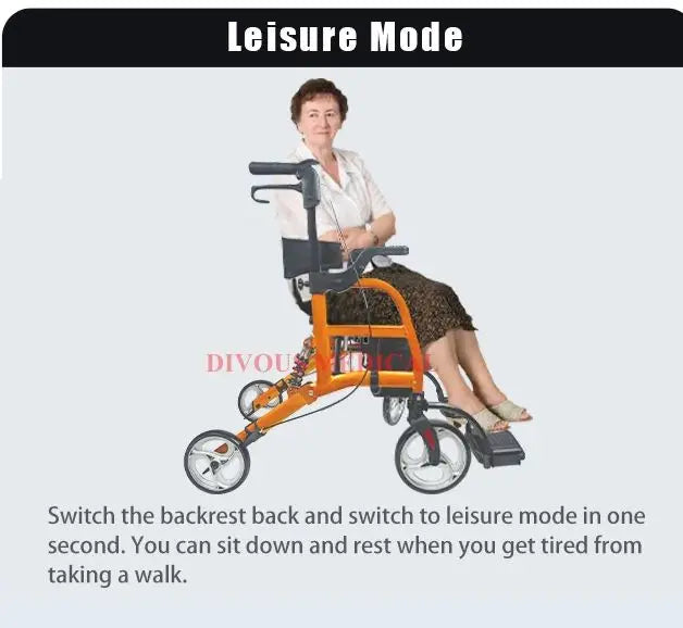 Four-legged Walking Assist Rollator Walker, Aluminum Alloy Training Mobility Aid, Small Walkers - GilloServ