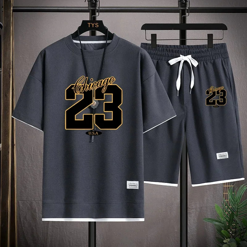 High Quality Men's Comfortable  //Summer  Fashion Print Sports Suit Fitness Jogging Daily Casual Wear Beach Shorts Set - GilloServ