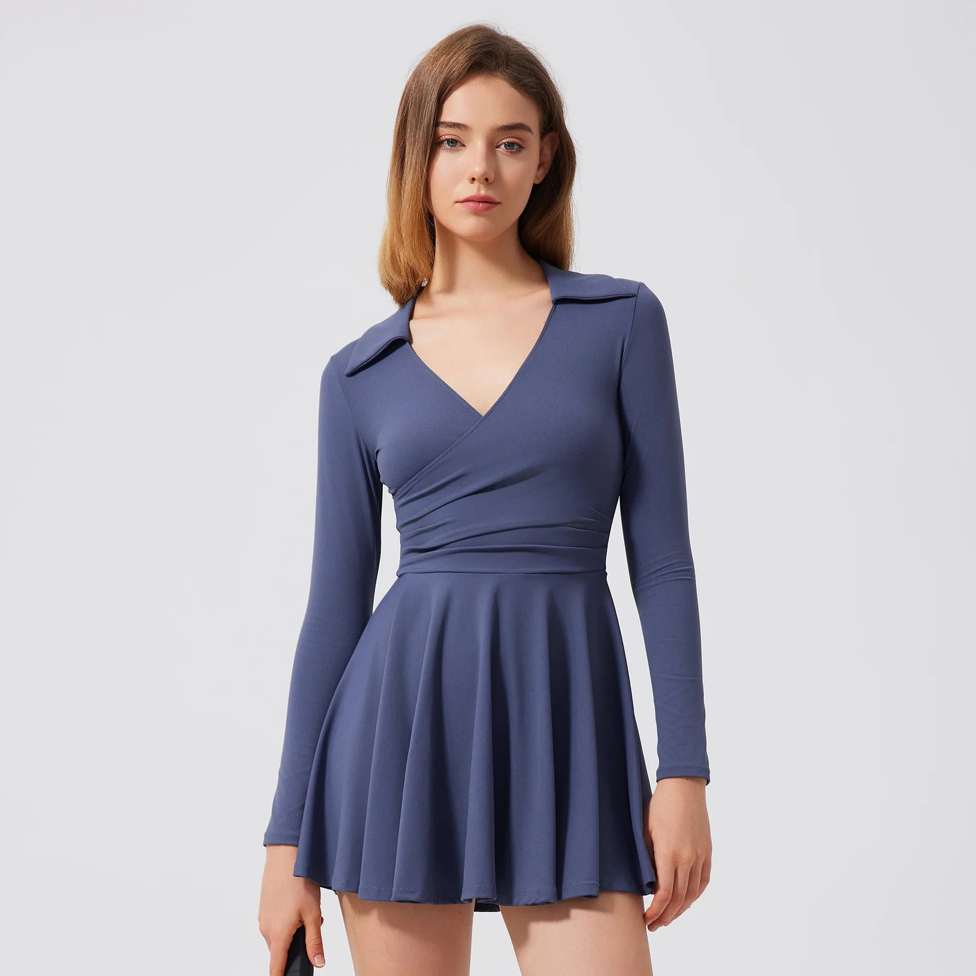 Women Tennis Dress Summer Solid Color 2 In 1 Gym Yoga Dress Breathable - GilloServ