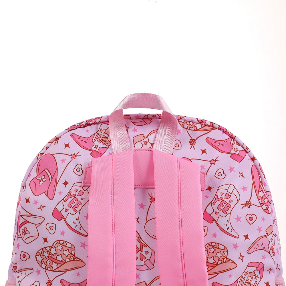 Pink West Cowboy Nylon Backpack For Girls Large Capacity Students Book Bag Waterproof School Bag For Women Back To School - GilloServ