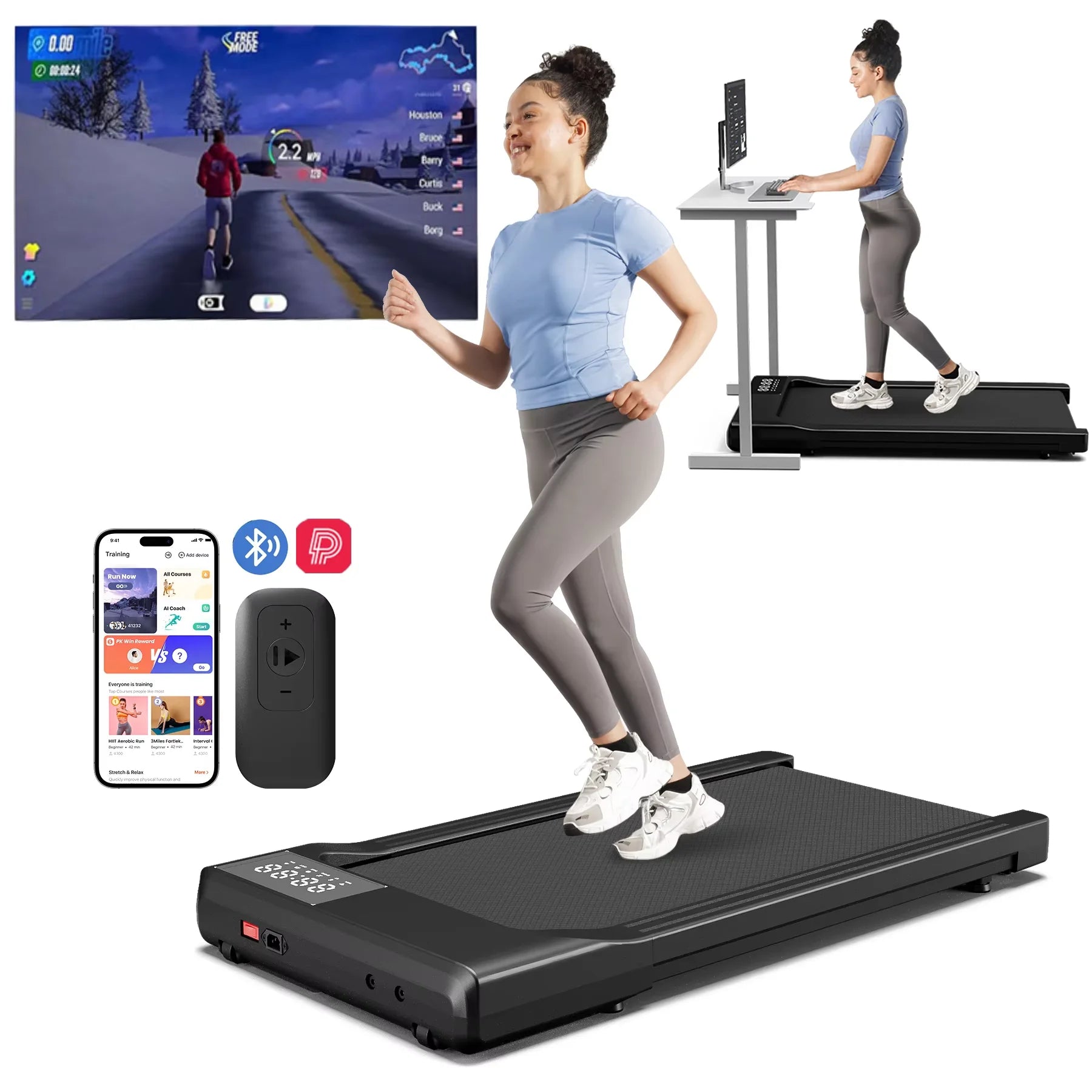 3-in-1 Portable Treadmill with Remote Control LED Display/// 2.5HP Silent Walkingpad - GilloServ