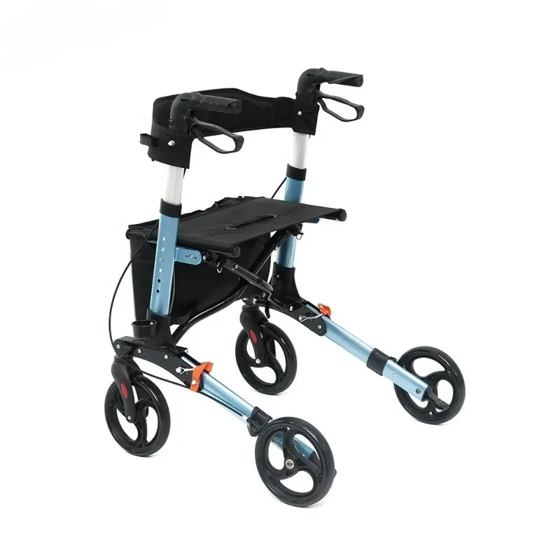 Aluminum Lightweight for Disable Adult Elderly Mobility Outdoor Walking Aids Folding Rollator Walker With Seat - GilloServ