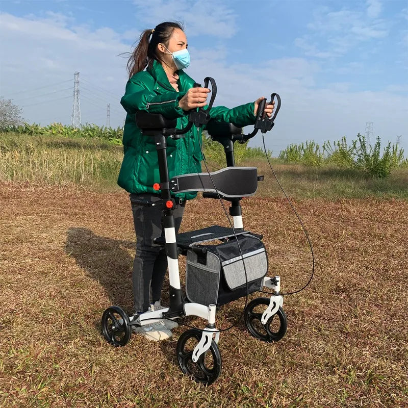 Upright Walker for Seniors,  Stand up Folding Rollator Adjustable Arm Supports, - GilloServ