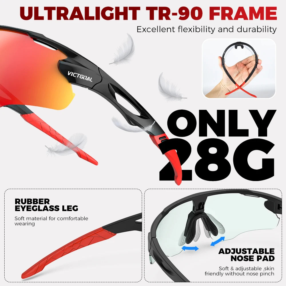 Photochromic Glasses Men Women Outdoor Cycling Sports UV400 Protection Bicycle Eyewear MTB Mountain Road Bike Eyeglass - GilloServ