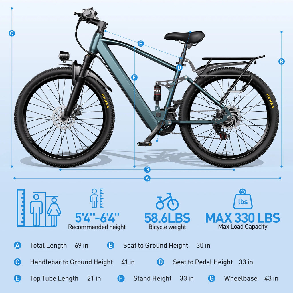 Commuter Electric Mountain Bike Electric Bicycles for Adults with 30-Mile Range - GilloServ