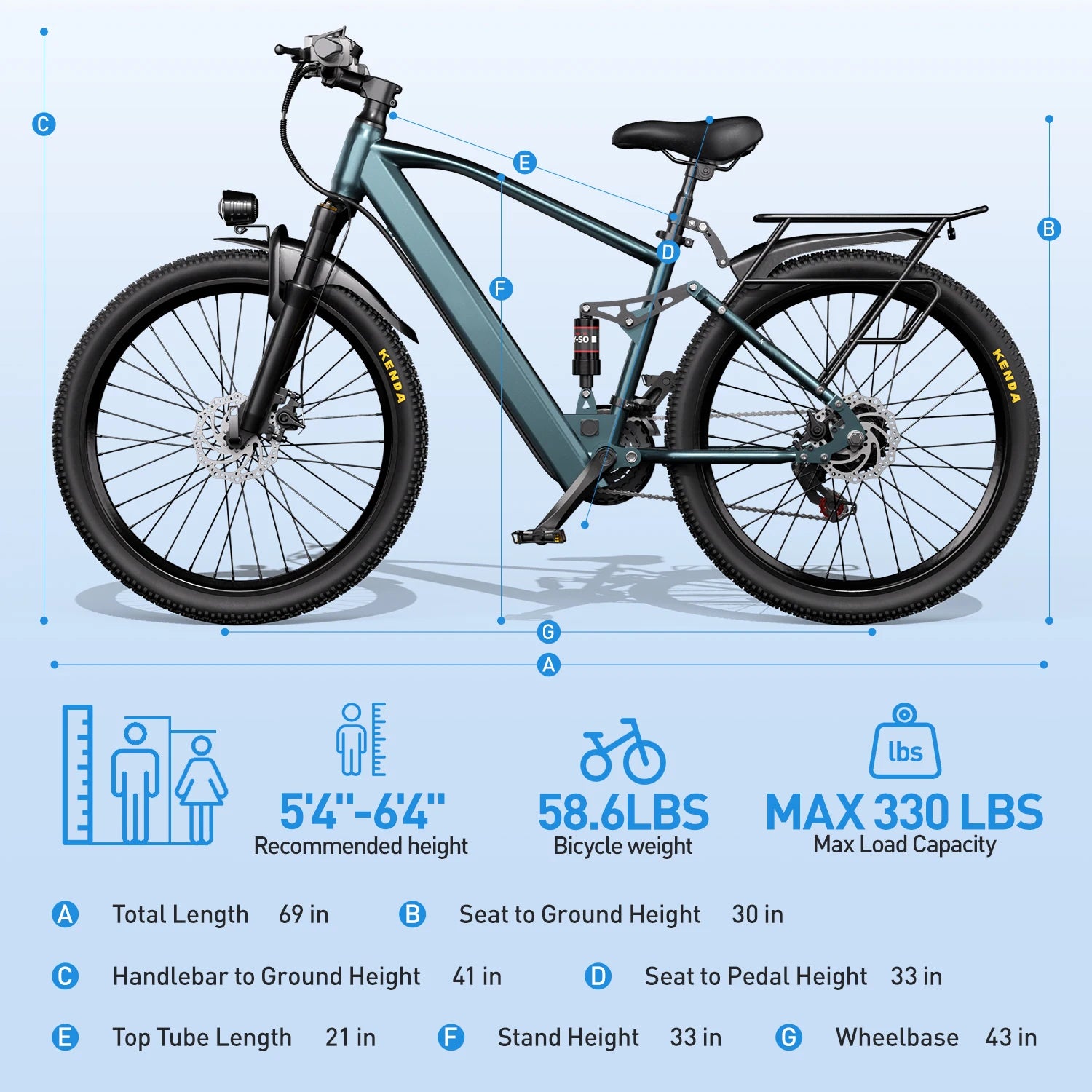 Commuter Electric Mountain Bike Electric Bicycles for Adults with 30-Mile Range - GilloServ