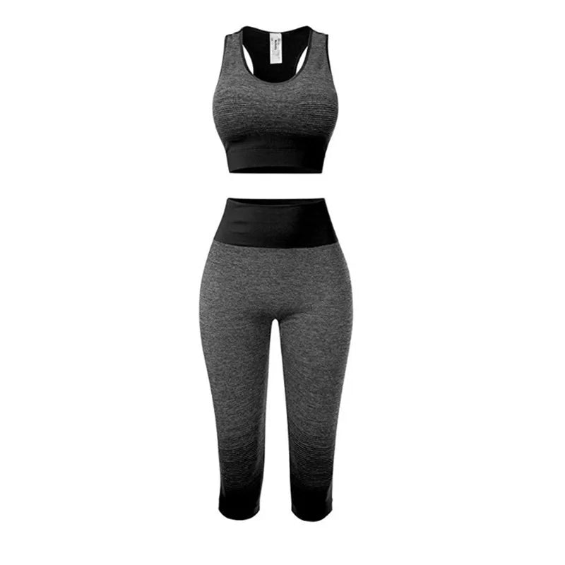 Women Yoga Sets Bra + 3/4 Pants Sport Suit For Female Fitness - GilloServ