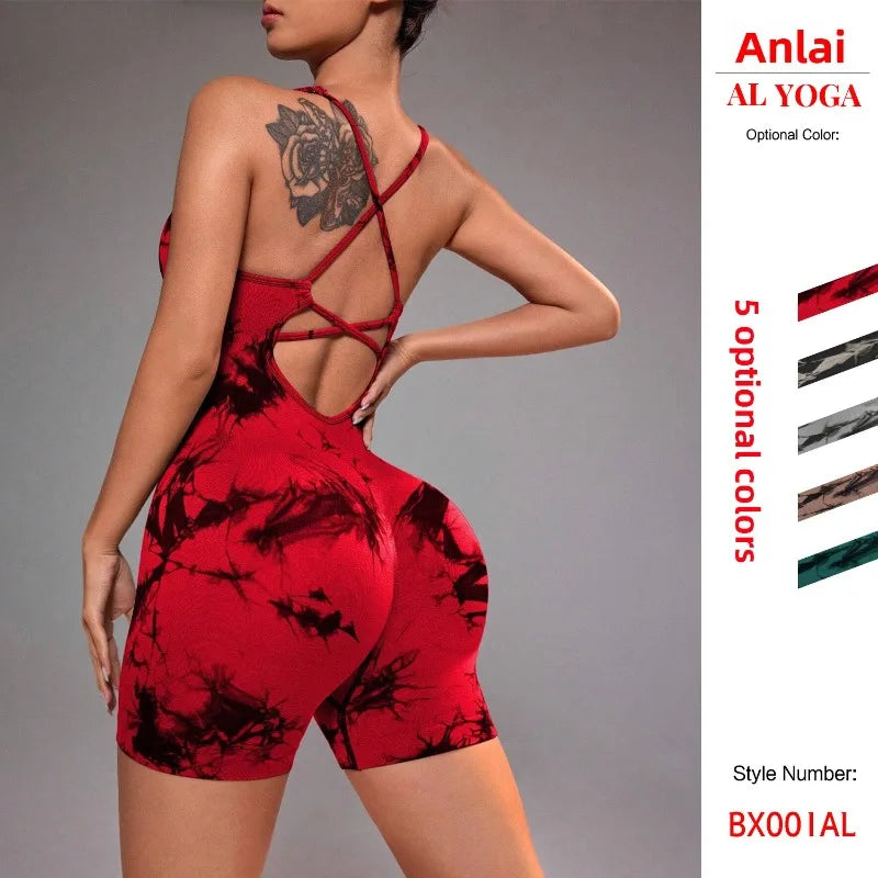 Yoga Sets Gym Jumpsuits Women Sports Overalls Lycra Active Wear Fitness Clothing Workout Clothes for Women Short Outfits - GilloServ