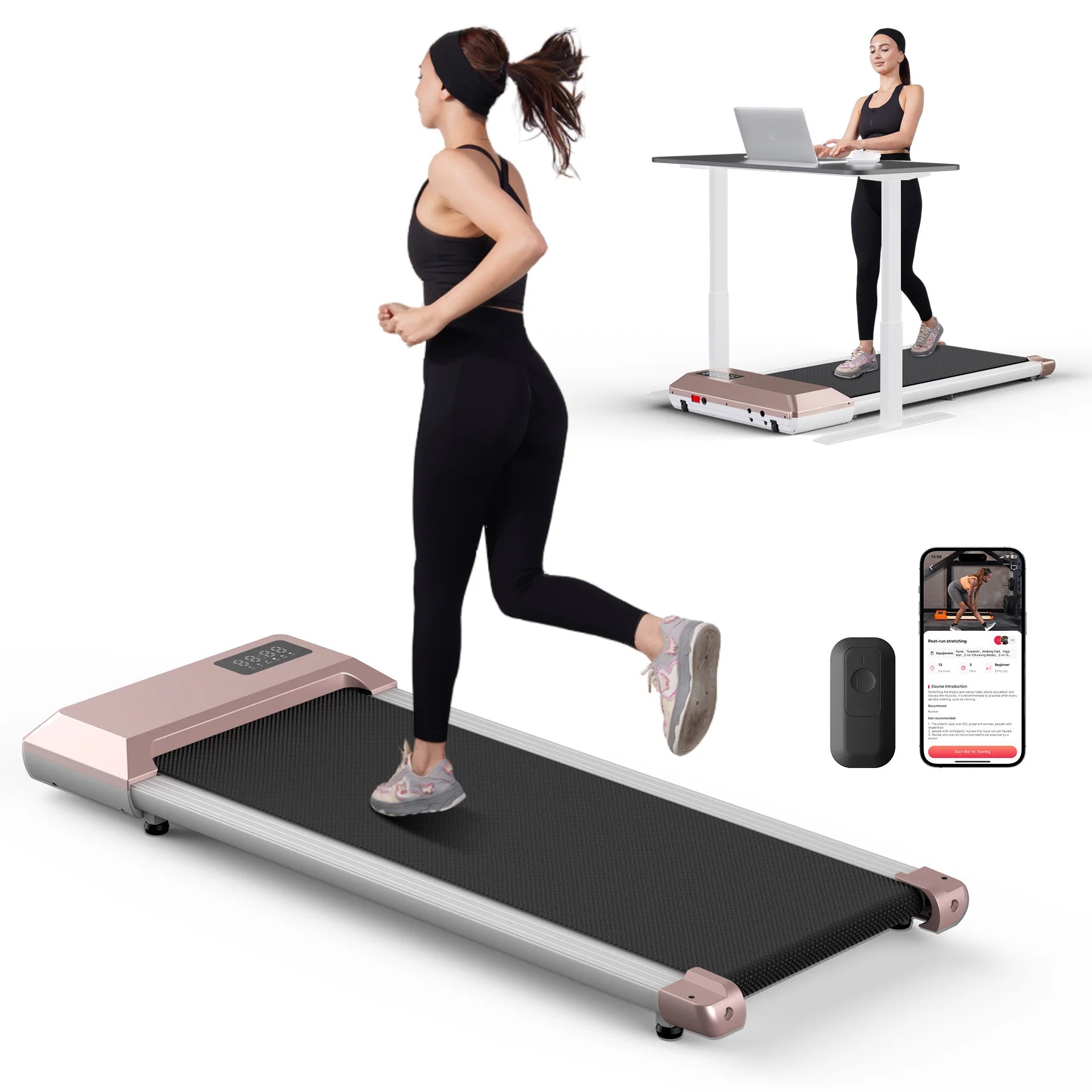 Smart Under Desk Treadmill for Home Office,Treadmill with APP&Remote Control, LCD Screen, Quiet Walking Jogging Exercise Machine - GilloServ