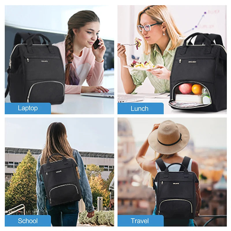 Lunch Backpack for Women 15.6 inch Laptop Backpack Insulated Cooler Backpack with USB port - GilloServ