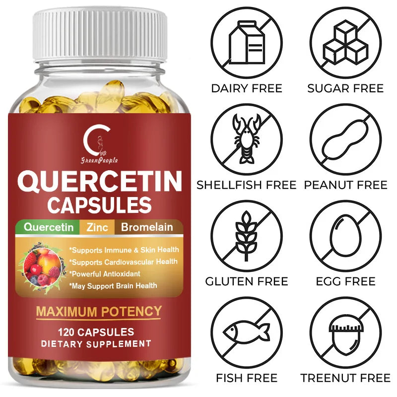 Quercetin Capsules Supplement Quercetin with Bromelain Capsule- Non-GMO - Gluten Free - Supports Overall Health & Well Being - GilloServ