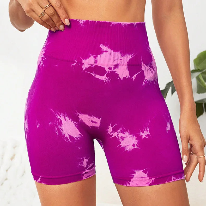 Quality Tie Dye Yoga Shorts Marble Gym Women Push Up Sports Fitness - GilloServ