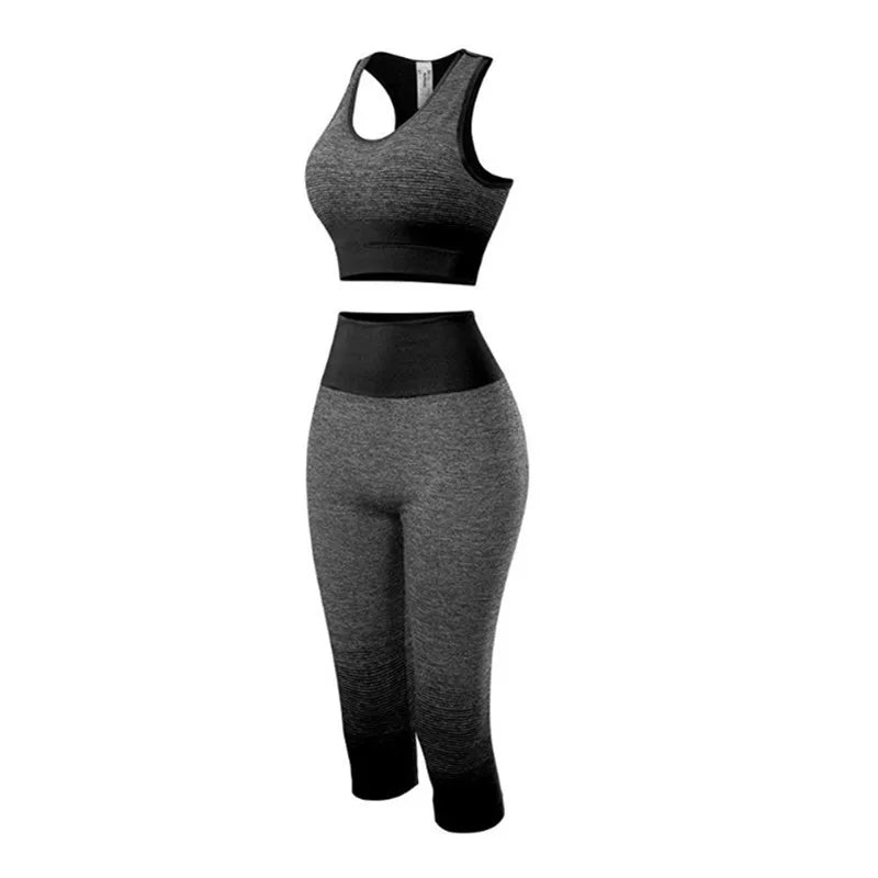 Women Yoga Sets Bra + 3/4 Pants Sport Suit For Female Fitness - GilloServ