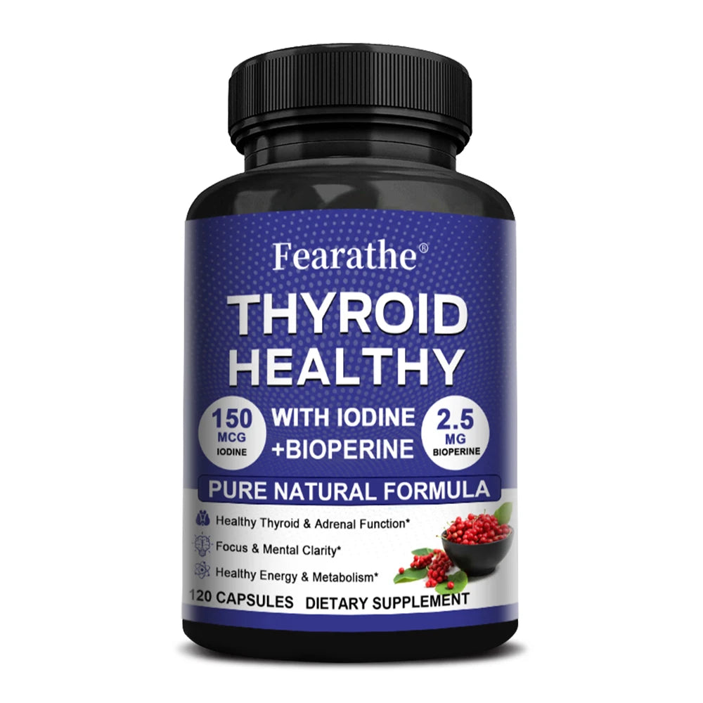 Fearathe Thyroid Support Complex Supplement - Energy, Focus, Boosts Brain Function and Metabolism, Concentration, Vitamin B12 - GilloServ