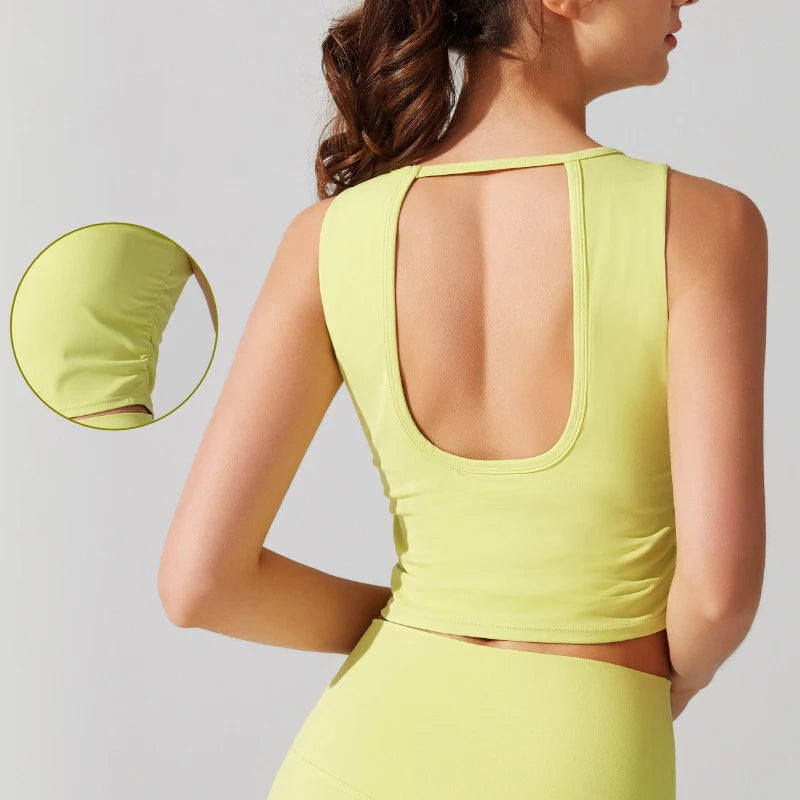 Women's Sports Bra Top with Built-in Padded Cups Breathable Yoga Vest - GilloServ