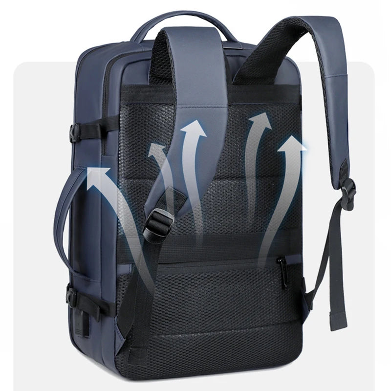 180 Degree Open Laptop Backpack with USB Charging Port Waterproof Business Travel Bag - GilloServ